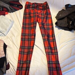 Goldsheep Red and Blue Plaid Leggings